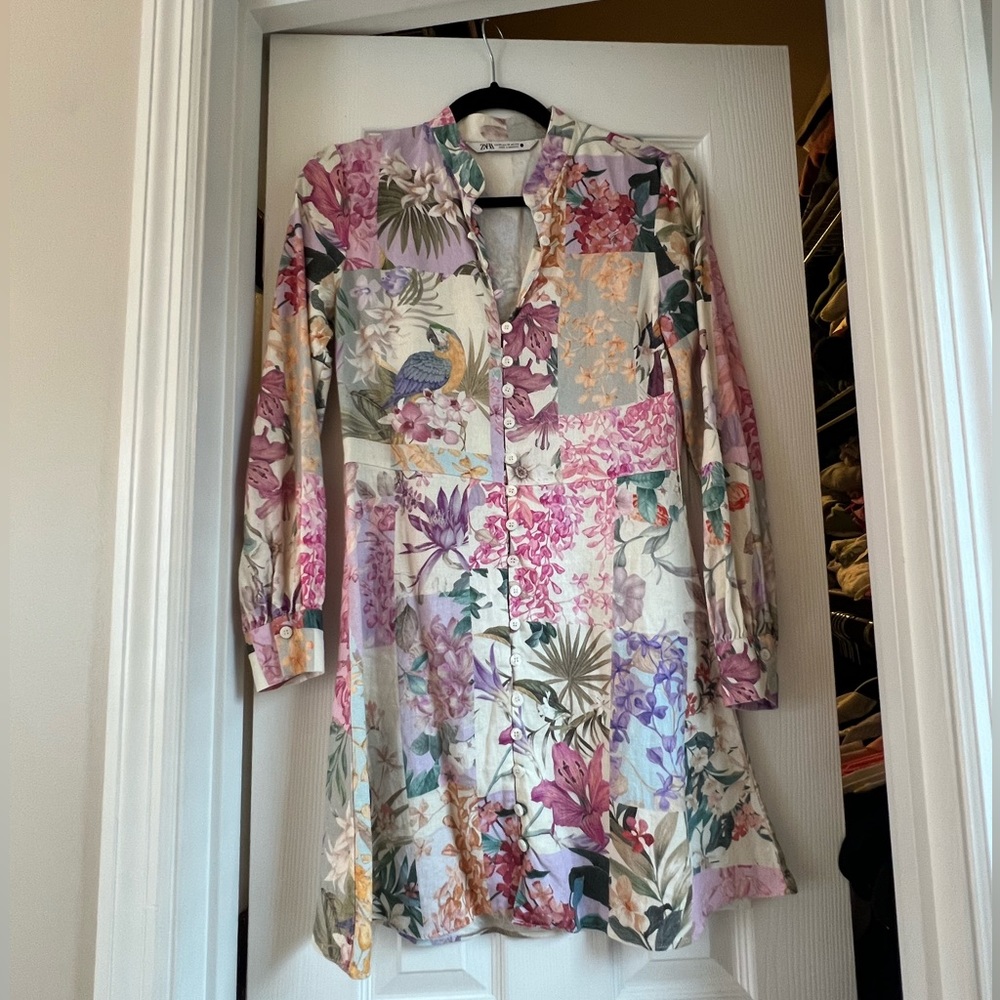 Zara Belted Floral Dress size XS